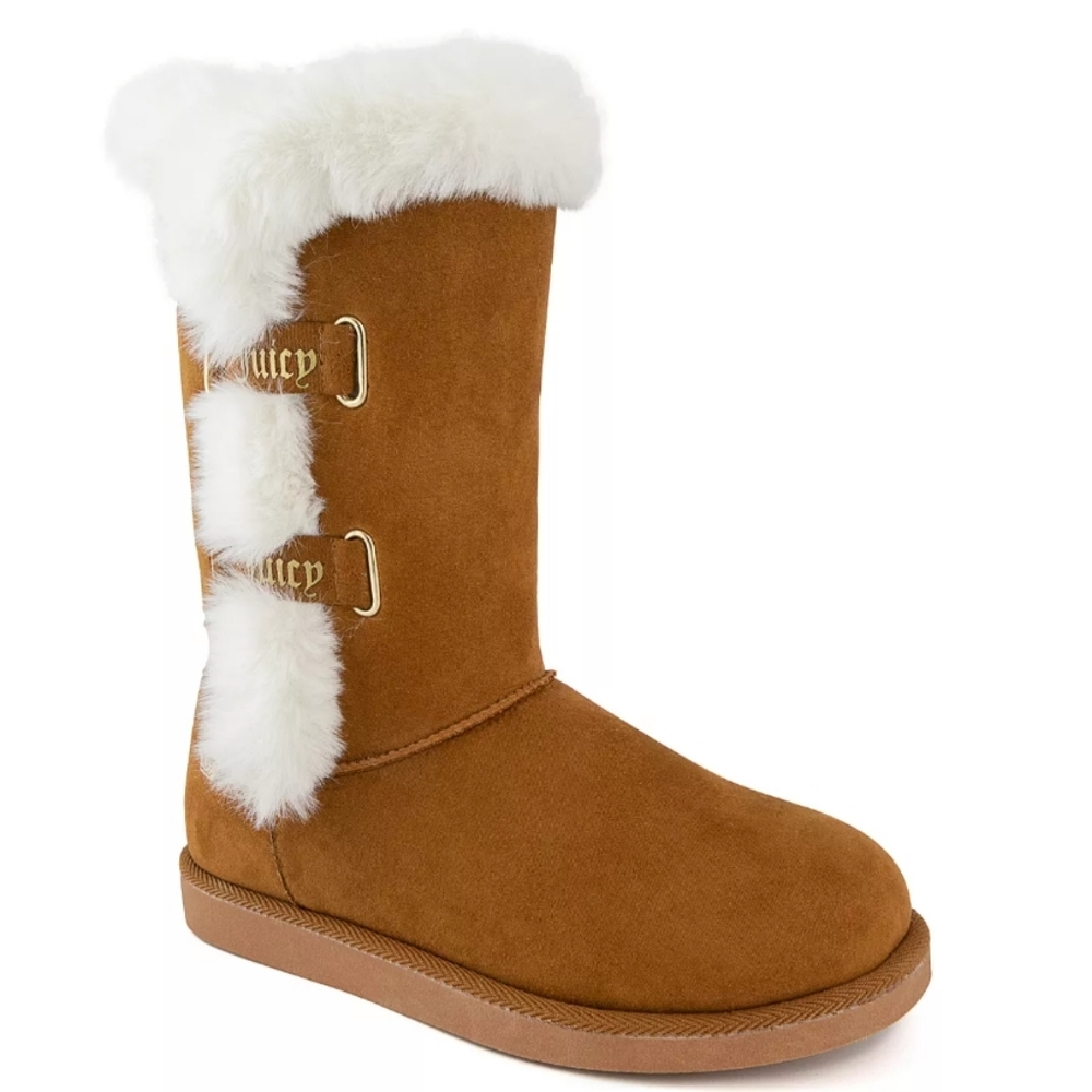 Juicy Couture Koded Faux Fur Winter Boots Cognac Micro 7 - Picture 1 of 8
